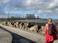 Approach Hinkley - the path diverts inland here while the construction is underway